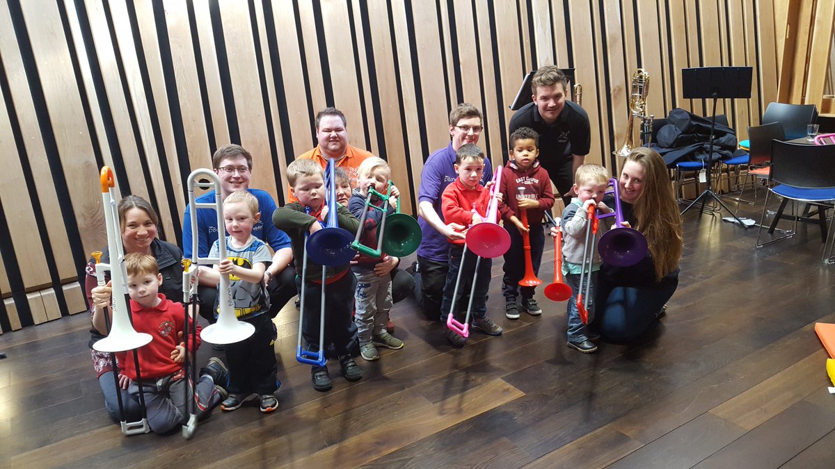 Sunbeams_Music's tweet photo. A fabulous morning with Slidin' About - we all want to learn the trombone now! Great fun with @hunterhall_sch  and Warcop nursery - Red Squirrels Nursery @LiveMusicNowUK @thecumbriaguide https://t.co/Btl8X61EjG