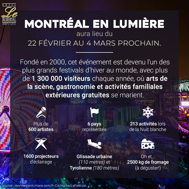 Hotel_Roberval's tweet photo. #montrealenlumieres #festival #hiver #montreal #hotelmontreal #activitesmontreal https://t.co/WdMHR3D3GT