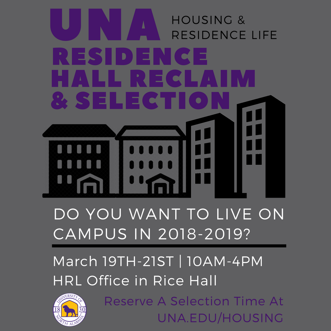 unahrl's tweet photo. It's time for our current residents to reclaim/select a room for 2018-2019! Check your email or see https://t.co/9dcmA4VuTz for additional details on how to reserve a reclaim/selection time the week of March 19th! #myuna #unahrl #roarlions #liveonuna #unastudents https://t.co/aEIOibZfV4