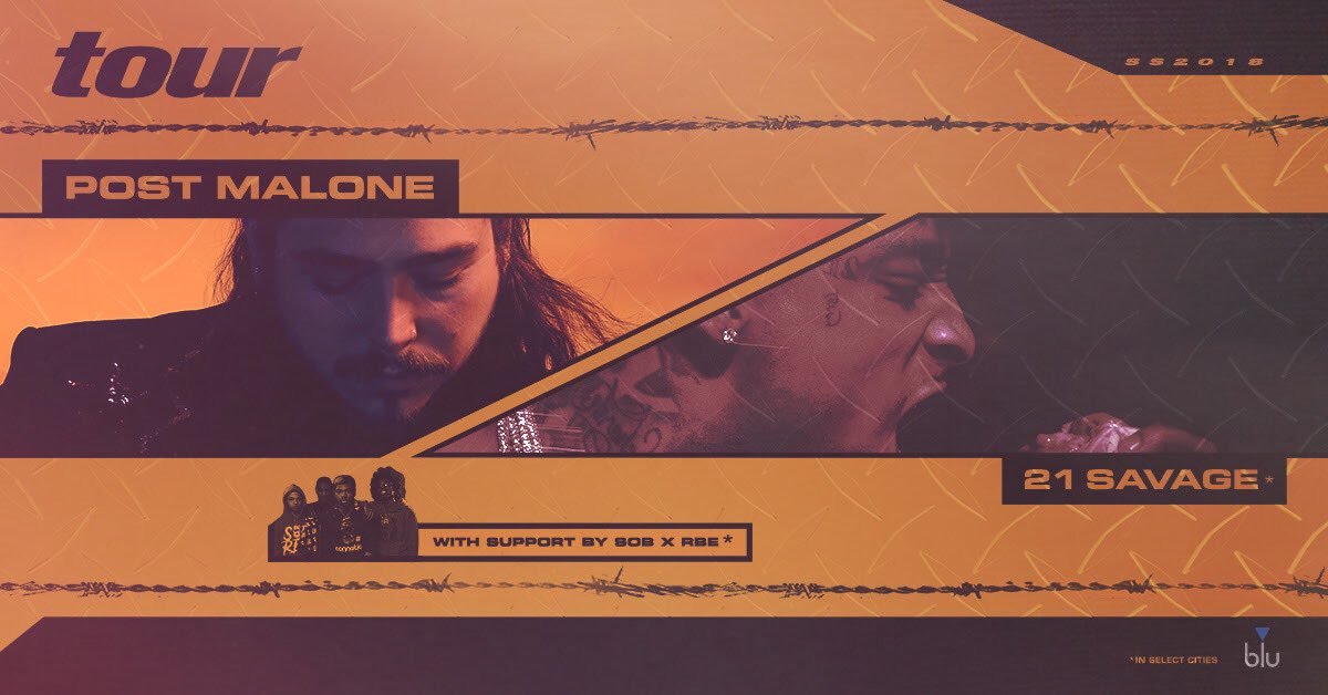 NEOMusicScene's tweet photo. Get ready Cleveland, POST MALONE is coming! This unforgettable tour, with special guest 21 savage, will be at Jacobs Pavillion on June 2, 2018! Tickets on sale this Friday (2/23) at 10 AM https://t.co/5O5Etsz68K