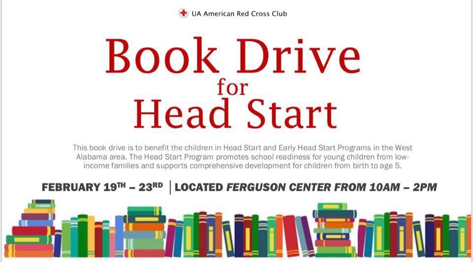 UA_RedCross's tweet photo. Book Drive for Head Start 📚 Come see us at our table located in the Ferg 🐘 https://t.co/F5i7h8buen