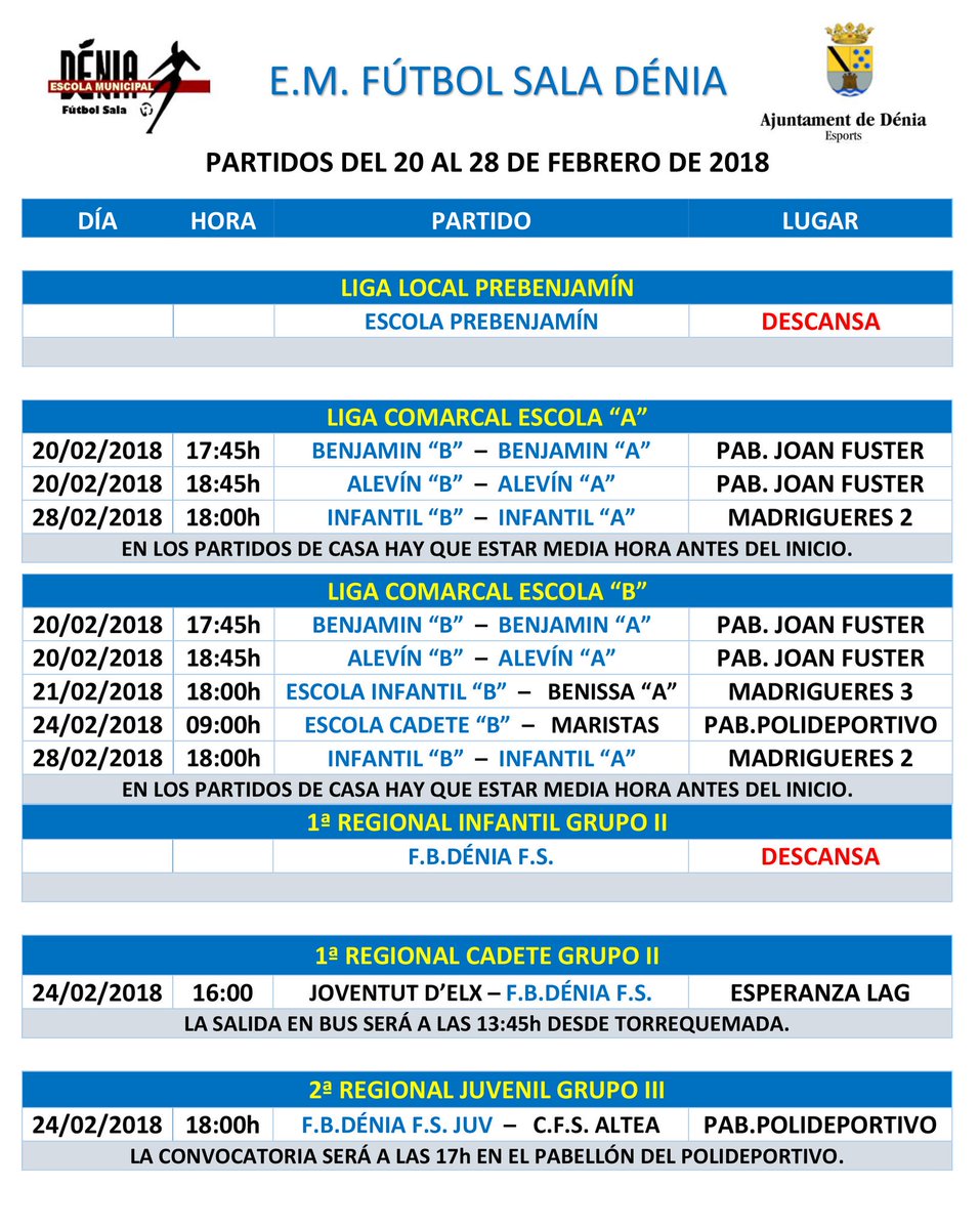 deniafutsal's tweet photo. Partidos para el fin de semana: https://t.co/l6Aoda3Ok0