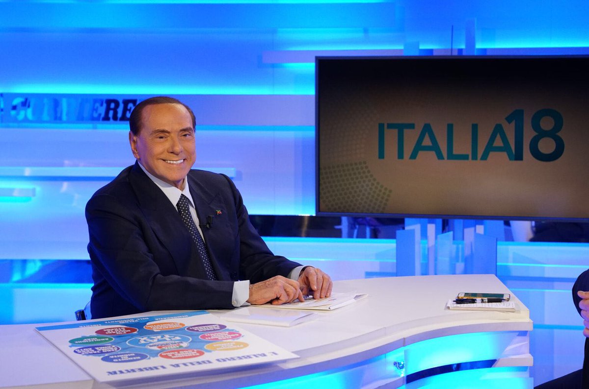 berlusconi's tweet photo. La prima emergenza è la disoccupazione, soprattutto al Sud. 7 ragazzi su 10 non hanno lavoro, molti non lo cercano nemmeno più. Uno dei primi provvedimenti urgenti sarà la decontribuzione e detassazione per le aziende che assumo giovani disoccupati. #Italia18 #CorriereTV https://t.co/sr3SlGjvGi