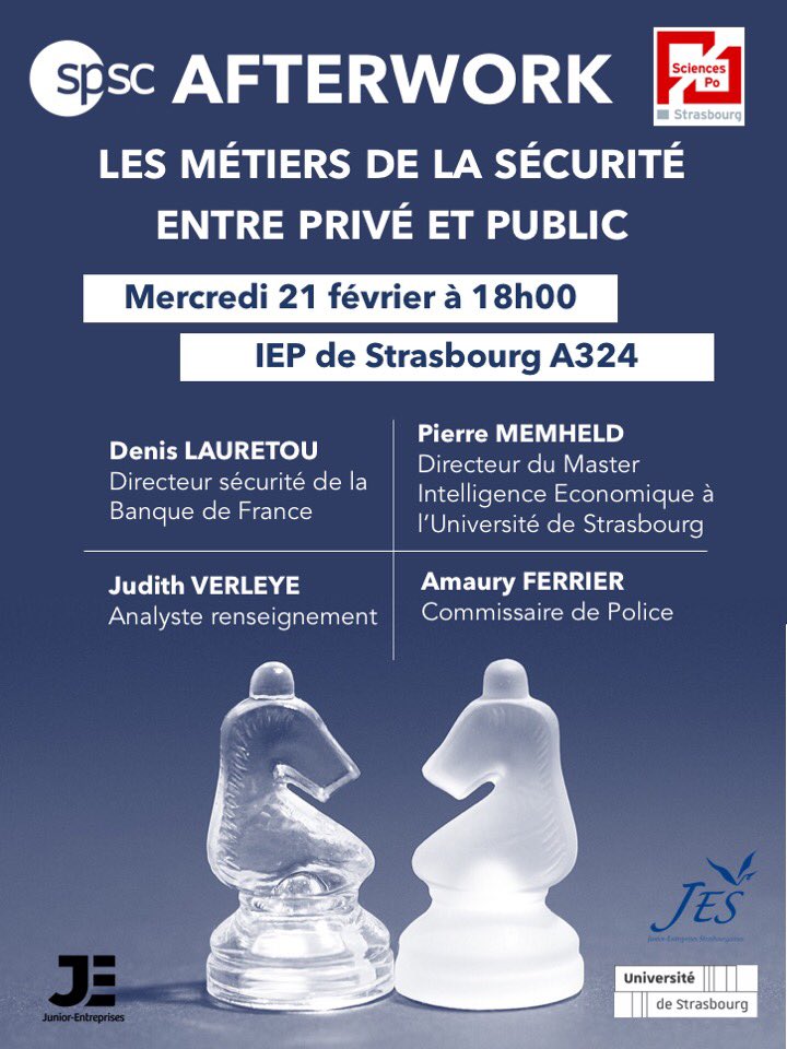PoliceNat67's tweet image. #MardiConseil ➡️ Vous vous posez encore des questions sur votre orientation professionnelle? @SPSC67 organise à @ScPo_Strasbourg un afterwork sur la sécurité, avec des intervenants de @unistra @banquedefrance mais aussi de @PoliceNat67. Venez nombreux👍