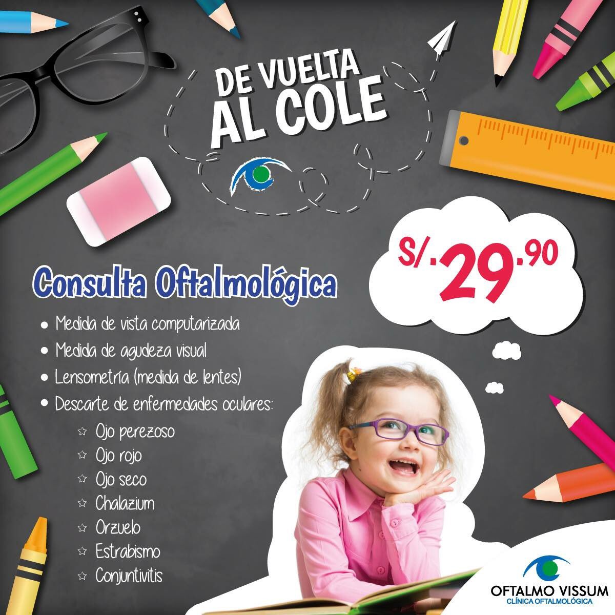 🤓👧👦 Gran campaña Oftalmologica #DeVueltaAlCole 👩‍🏫📚📓✏📣

Separa tu cita ahora en:
📌Av. Alfredo Benavides 4408 - Stgo. de Surco
☎️Telef. Citas: (01) 363 9870
📱Whatsapp: 989 093 802 - 983 701 035

Informes y restricciones:
➡ facebook.com/oftalmovissum/…

#OftalmoVissum