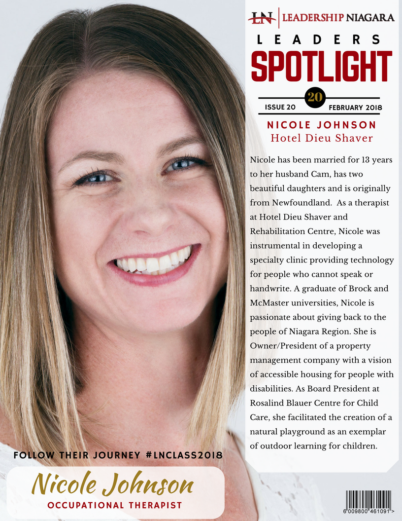 Lead_Niagara's tweet photo. On this rainy day, we bring you the bright smile of another leader from our #LNClass2018. Meet Nicole Johnson, Occupational Therapist at @HotelDieuShaver. Thanks also to @TheBusinessLink whose bursary paved the way for Nicole's participation. https://t.co/47dRk1LUrQ
