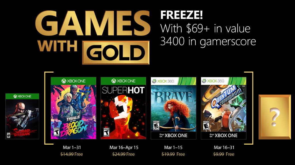 Xbox Live Games with Gold March 2018