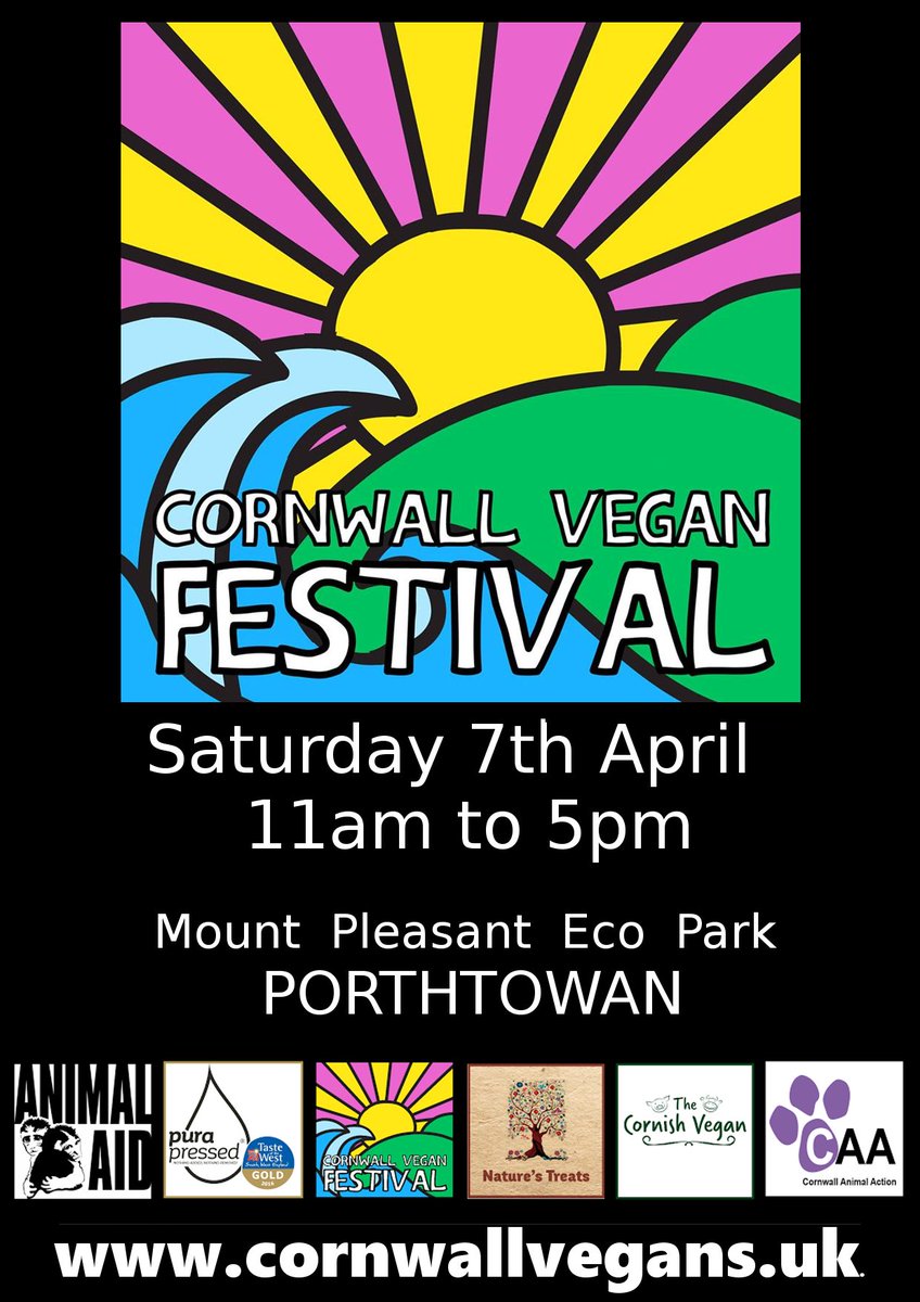 vegcornwall's tweet photo. #CornwallVeganFestival coming soon! April 7th @MPEcopark ..more stalls and delicious food this year than last, so lots of go around! Make this your #VeganSpring #Veganuary #veganuarynow #aprilsunshine family and dog friendly! Free entry and parking..donations well received! https://t.co/X4hhwqyJiQ