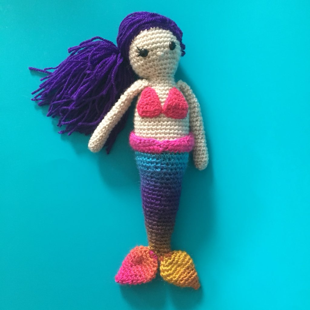 chameleoncraft2's tweet photo. Here’s Amethyst the #mermaid #crochet #Amigurumi https://t.co/szoU9vlWzm
