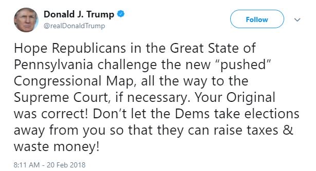 PubIntLawCtr's tweet photo. .@realDonaldTrump Another truth: the legislative leaders offered absolutely no defense of their “correct” map in court. #Gerrymandering https://t.co/Qx4vIz3Aii