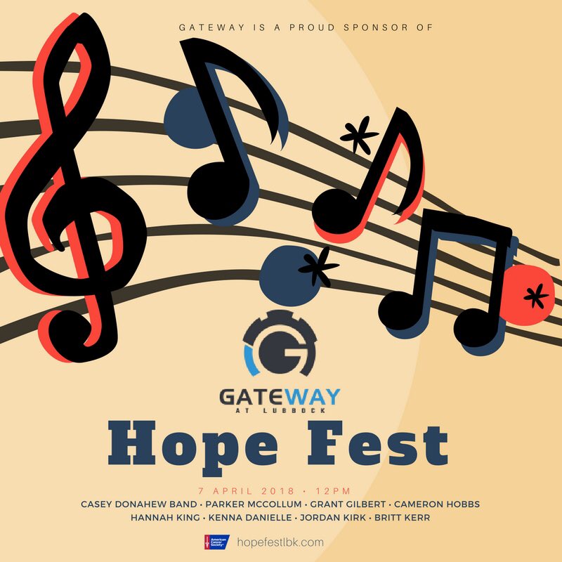 Thank you Gateway for being a sponsor of HOPE fest. Grab your tickets at hopefestlbk.com