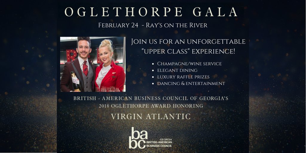 babcga's tweet photo. The #OglethorpeGala is THIS SATURDAY! Enjoy "Upper Class" champagne service, dining, dancing, & luxury raffle prizes like premium @VirginAtlantic flights, hotel stays, & golf outings. Today is the LAST DAY to register: https://t.co/NaxAStJMK2 #BABCGA #VirginAtlanticUpperClass https://t.co/JiZ5BbSgJB