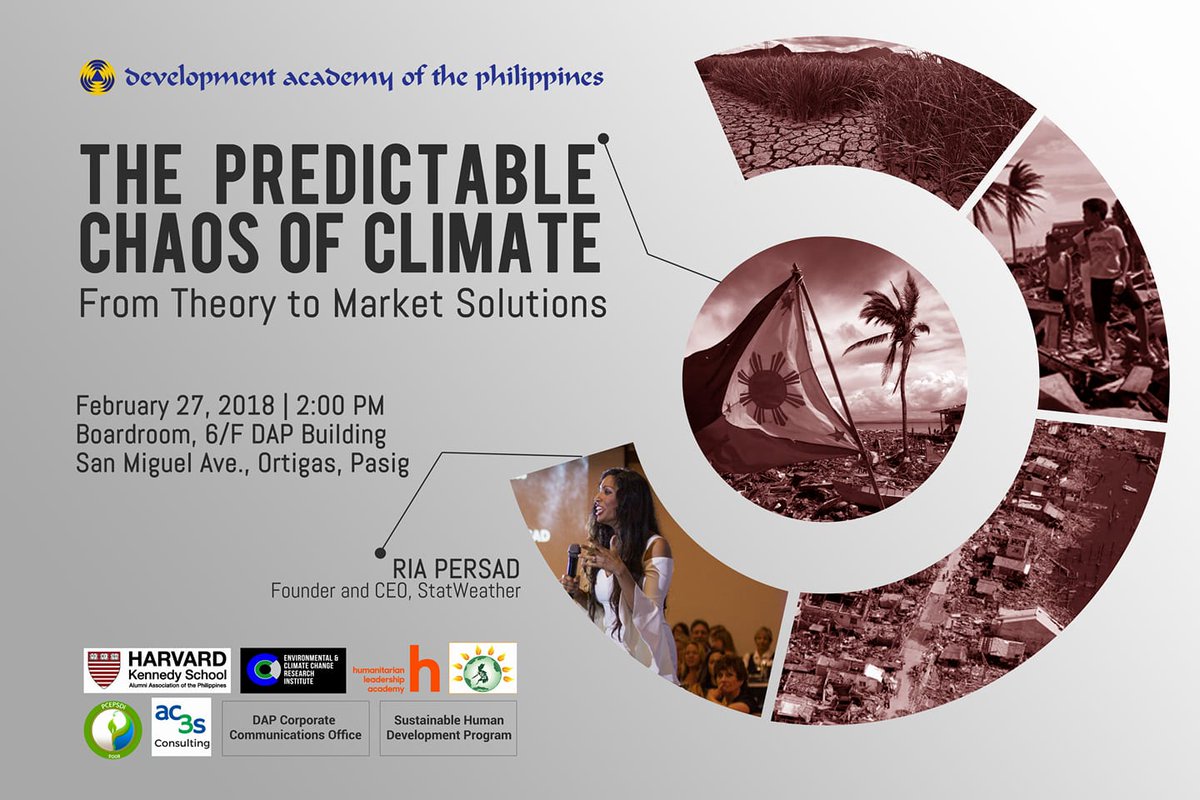 StatWeather's tweet photo. StatWeather​ Founder and CEO Ria Persad to speak at the Development Academy of the Philippines​ next week...Join us in Asia! https://t.co/Jll6ITprVi
