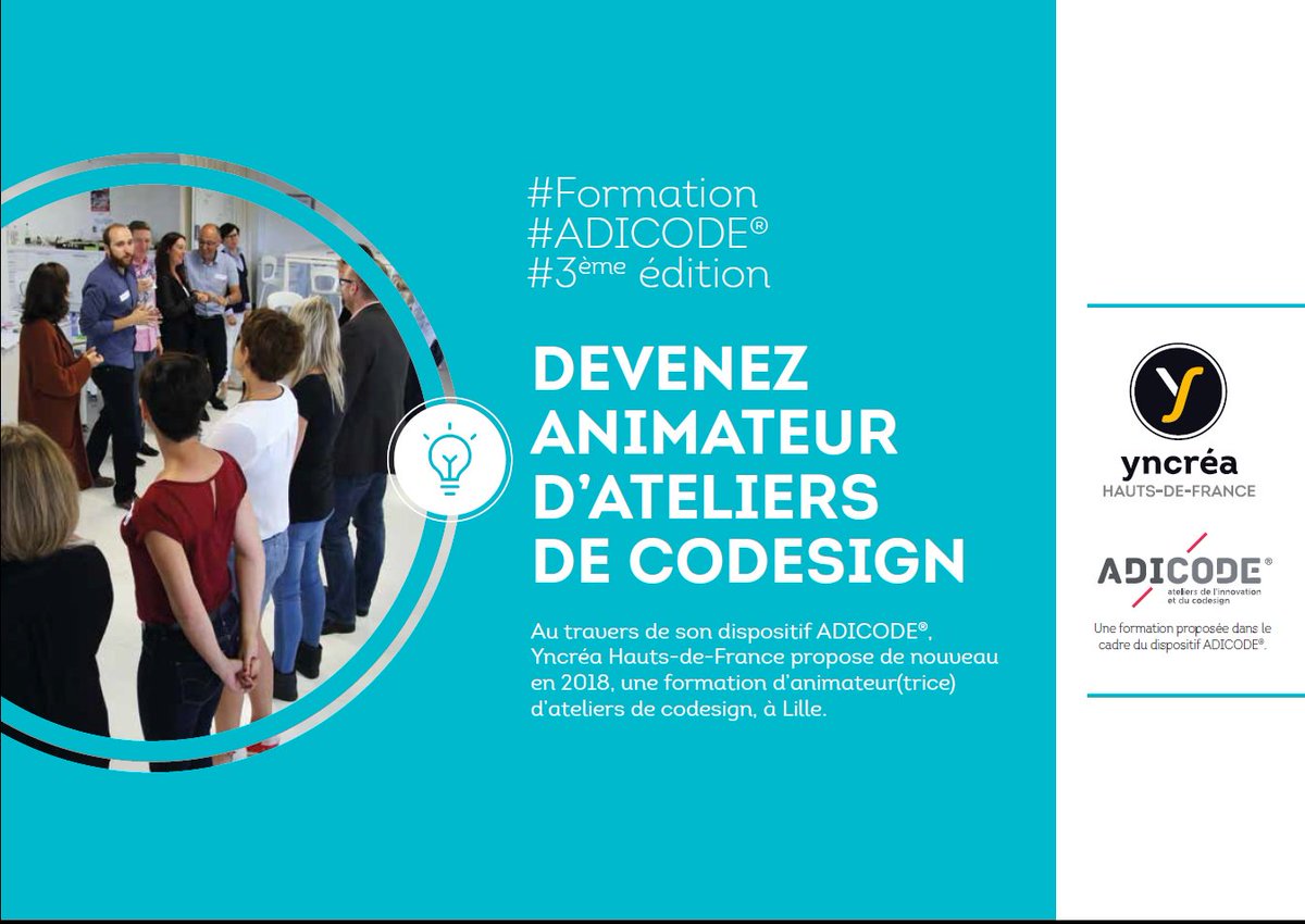 Et si votre formation d’animateur·trice d’ateliers de codesign, c’était pour 2018 ? Au travers de son dispositif #ADICODE, Yncréa Hauts-de-France propose en 2018 une nouvelle édition de sa formation à Lille. Hop, informations et pré-inscription ! yncrea-hautsdefrance.fr/actualites/act…
