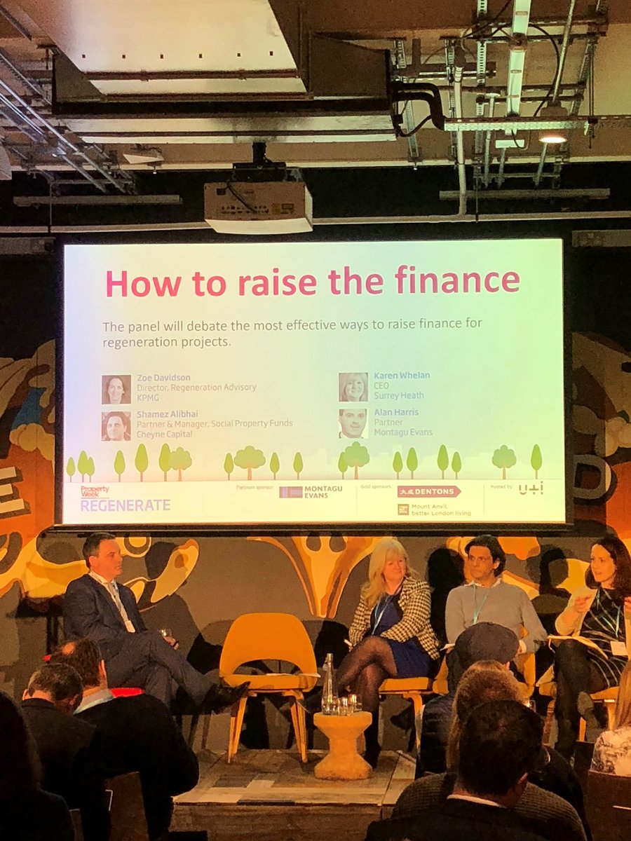 MontaguEvansLLP's tweet photo. Our second panel of the day, this time discussing the most effective ways to raise finance for #regeneration projects, "Creative, innovative ways of thinking are needed..." say the panel #PWRegenerate @PWRegenerate https://t.co/TCzz88lDXg