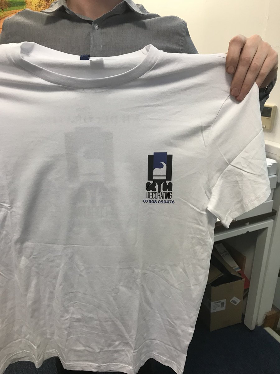 PartnersfPrint's tweet image. Just printed some T-shirts, shorts and trousers for KH Decorating for the charity job Karl will be doing next week. Modelled by Our very own Joe. Ironing service not included. 😀