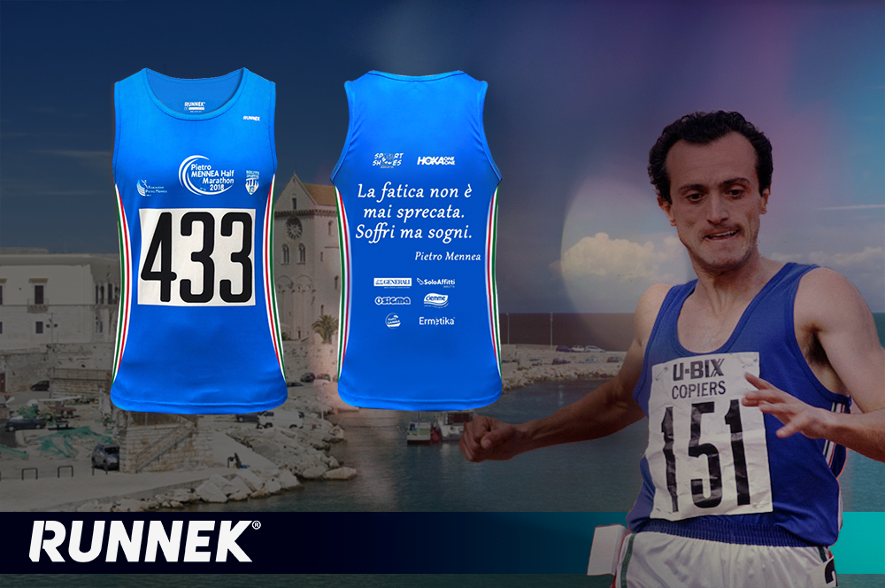 RunnekItalia's tweet photo. 😍 Pietro Mennea Half Marathon, with the Runnek tank top "Suffer, but dreams" 💁🏼♂️

Here is the official race jersey for the half-marathon of Barletta, dedicated to Pietro Mennea for charitable purposes 👇🏻 https://t.co/TaVzzIoADj
