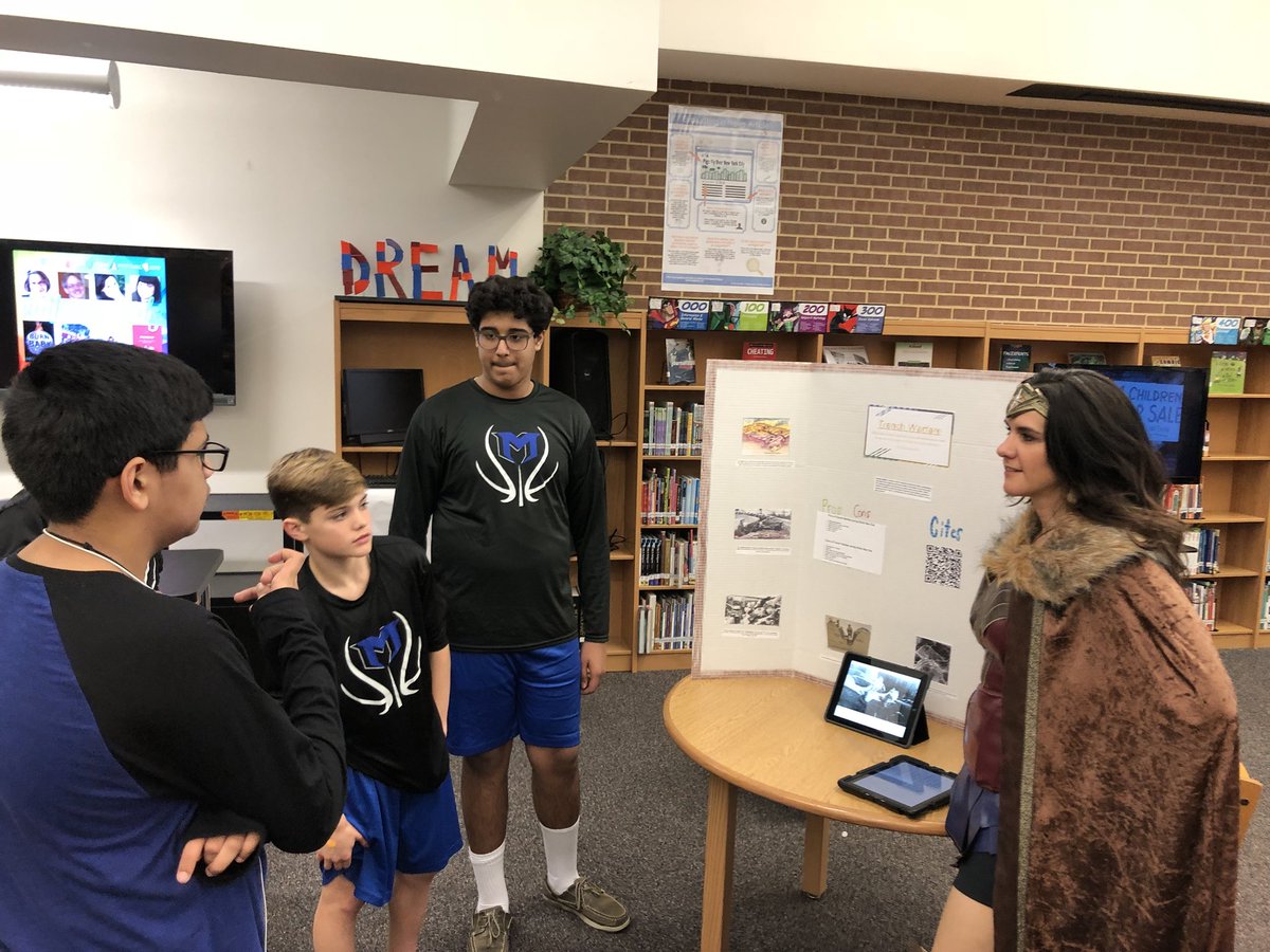 MsT_Mustangs's tweet photo. Mrs. Loweryโs LEAP class has done an AMAZING job with their WW1 & 2 presentations! So creative and WONDER WOMAN showed up!! ๐#killianmustangs #LISDculture #kmswatchmegrow https://t.co/CmFre6nCdB
