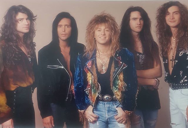 This is a variation of the press shot for the Blood on the Bricks band. From the left, Phil X, Billy Carmassi, me( Aldo Nova ), Tim Harrington and Howie Bertolo... In the dictionary next to the definition of 'Hair Band', they have this picture.🤣🤣🤣🤣 ift.tt/2BEVKAu