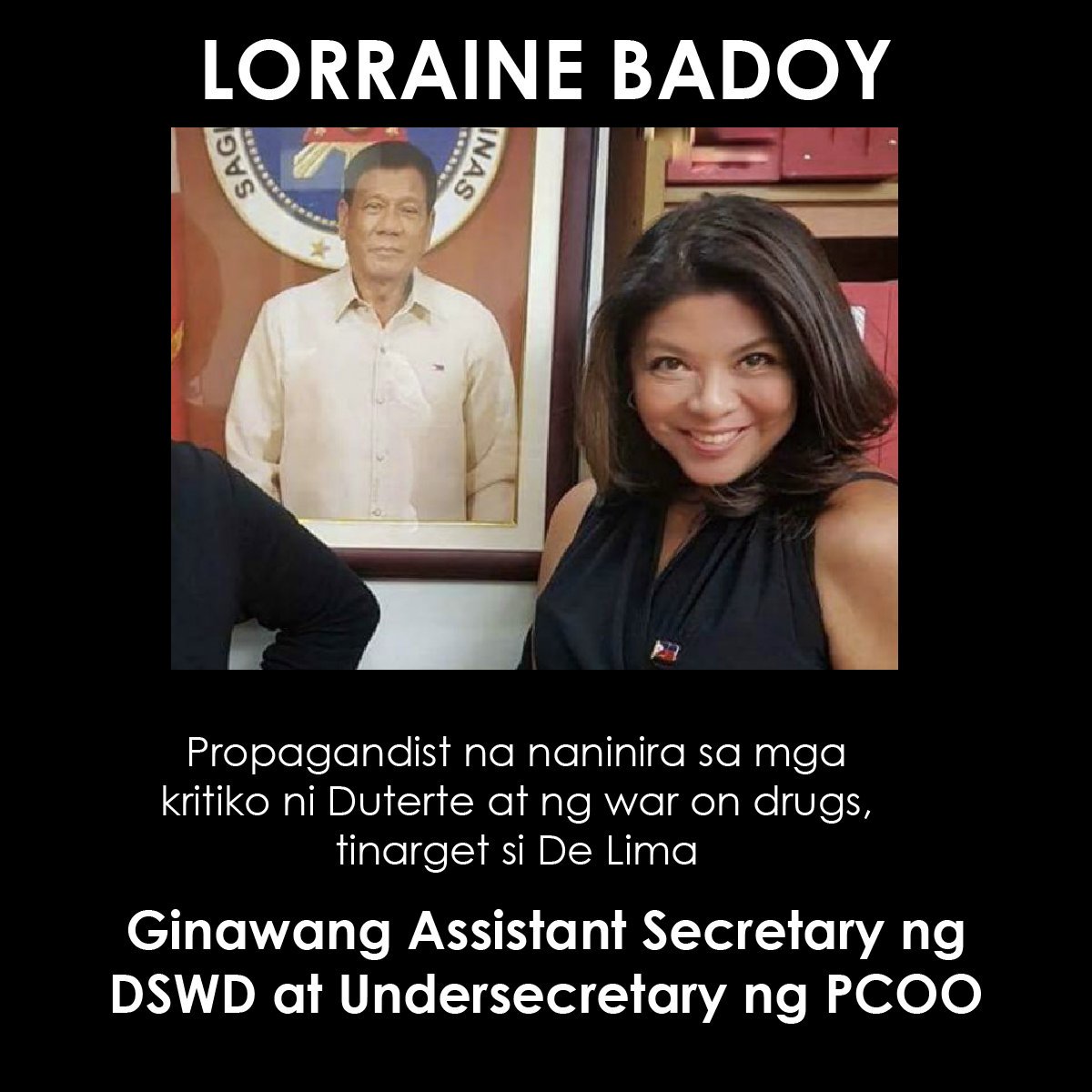 BranSantos2's tweet photo. INCOMPETENT GOVERNMENT OFFICIALS STARTED TO FLOURISH UNDER DUTERTE BILLIONS HAVE BEEN GIVEN TO ITS COMMUNICATIONS DEPARTMENT FUCK THEIR PROPAGANDA! RELEASE @SenLeiladeLima AND ENUF WITH YOUR bullshits! you jailed her coz ur scared #ProbeDuterte #FreeLeilaNow https://t.co/U5n4p2Wrmv