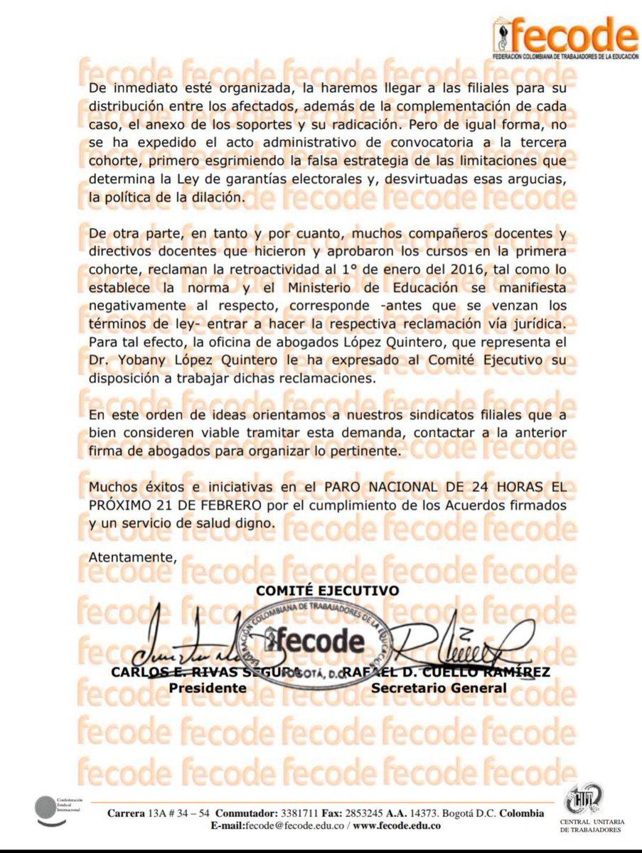 Sutev_Valle's tweet photo. Orientaciones de Fecode sobre el que hacer frente a los resultados de la ECDF y las respuestas del ICFES.
@SutevAlcala @sutevjamundi @SutevCaicedonia https://t.co/1RnDEbdGEW