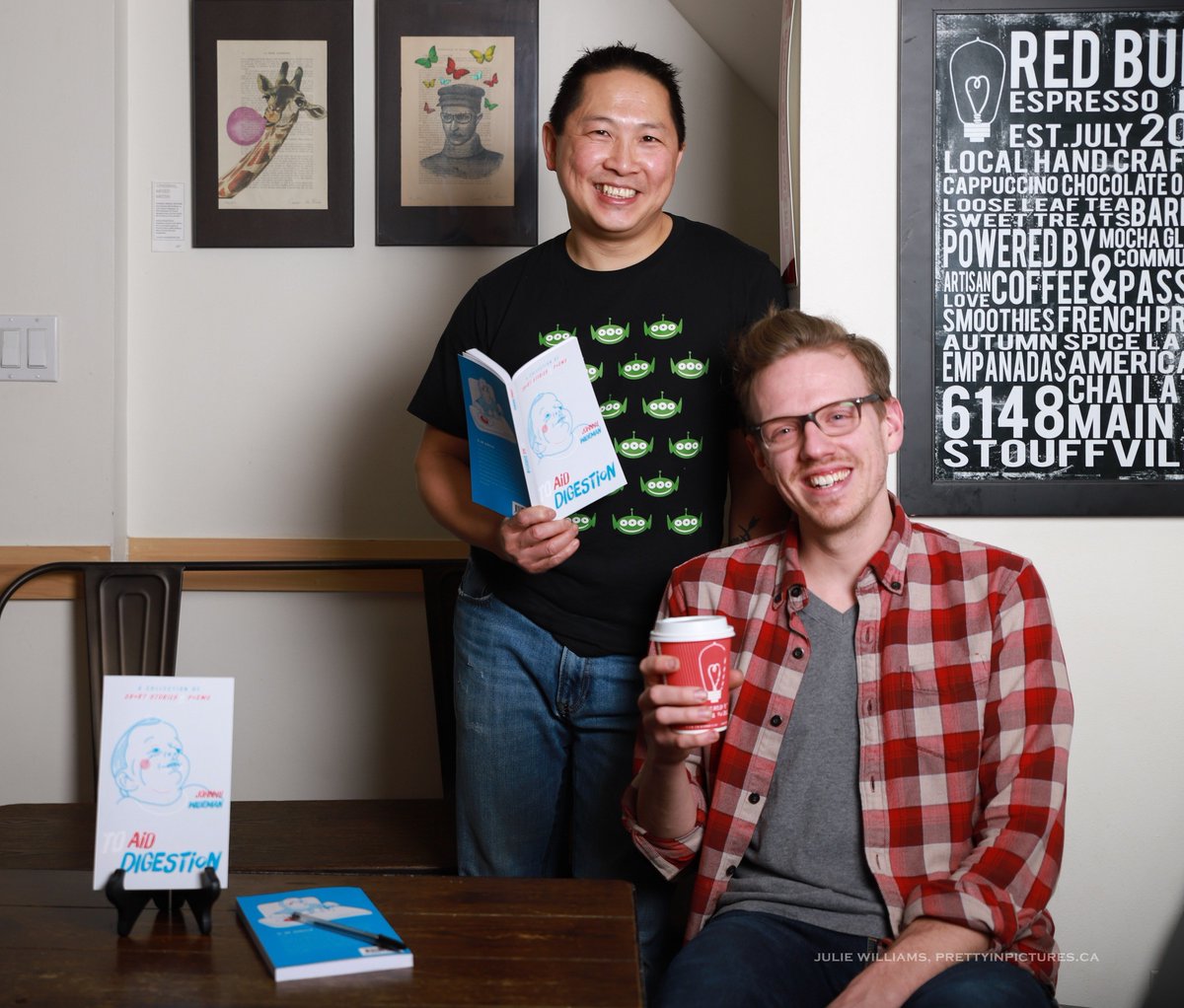 On March 24 when you swing by <a href="/redbulbcafe/">Red Bulb Espresso</a> for your coffee, I'll be signing copies of "To Aid Digestion" (from 11am-1pm). 📷:Julie Williams <a href="/townofws/">Town of Stouffville</a> #Stouffville #redbulb #coffee #booksigning #toaiddigestion #localauthor #localartist #juliewilliamsphotography #johnnywideman
