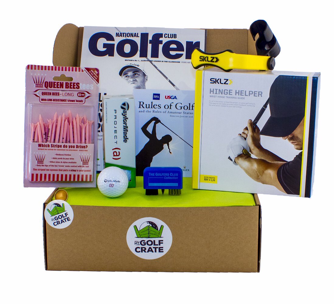 February Crate ⛳️📦
National Club Golfer Magazine, Taylormade Project (a) Balls, Queen Bees Tees, SKLZ Hinge Helper Training Aid, 3-in-1 Club Cleaner Tool &amp; Brass Ball Marker. 
#mygolfcrate