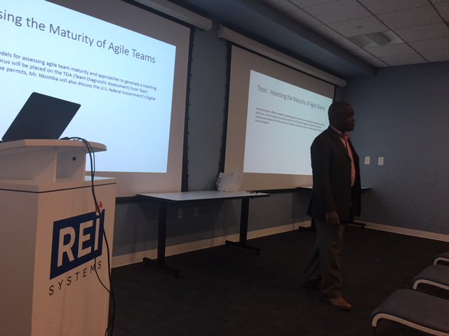 AnneMarieDinard's tweet photo. Had a great time learning from Agile Coach Eugene Nkomba on assessing the maturity of Agile teams during therecent @PMIWDC brown bag hosted by @REI_Systems! #agile https://t.co/Hu7hnFKTzC