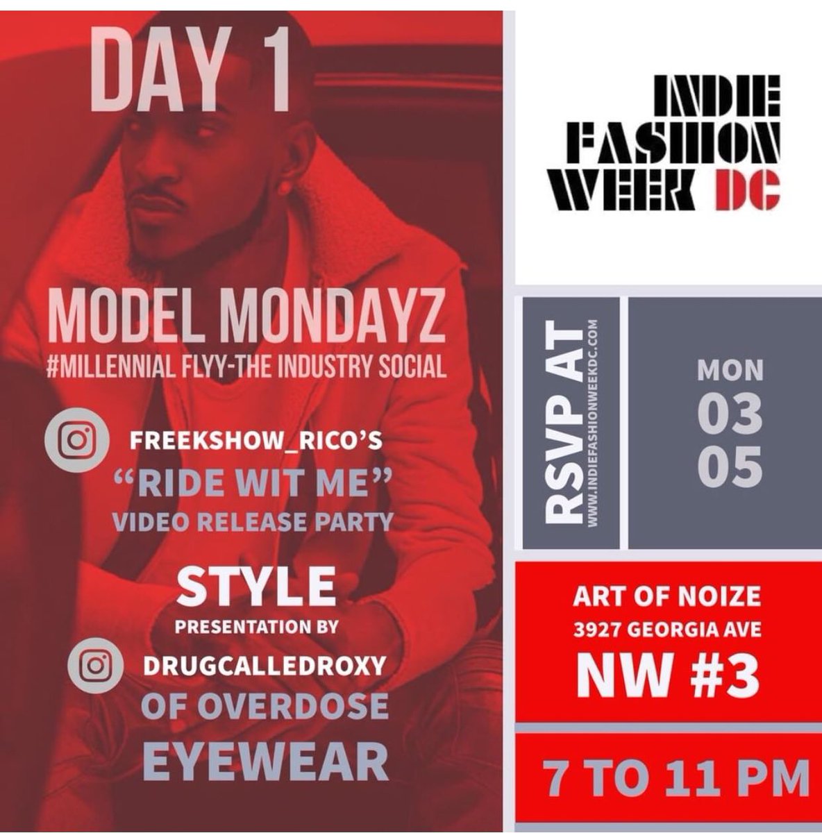 IndieFashionWk's tweet photo. DAY ONE  #ModelMONDAYZ The Industry Social / feat @cashmneyrecords &amp; @freekshow_rico🚨 #MillennialFLYY [RSVP NOW] https://t.co/RX1WyOqw9Z https://t.co/Q7nE5iquUs