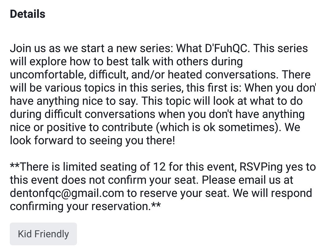 DentonFQC's tweet photo. Email us to reserve your spot. Event at @bmc_denton sat 2/24 1:30-3:30 https://t.co/rv5jvwFseU