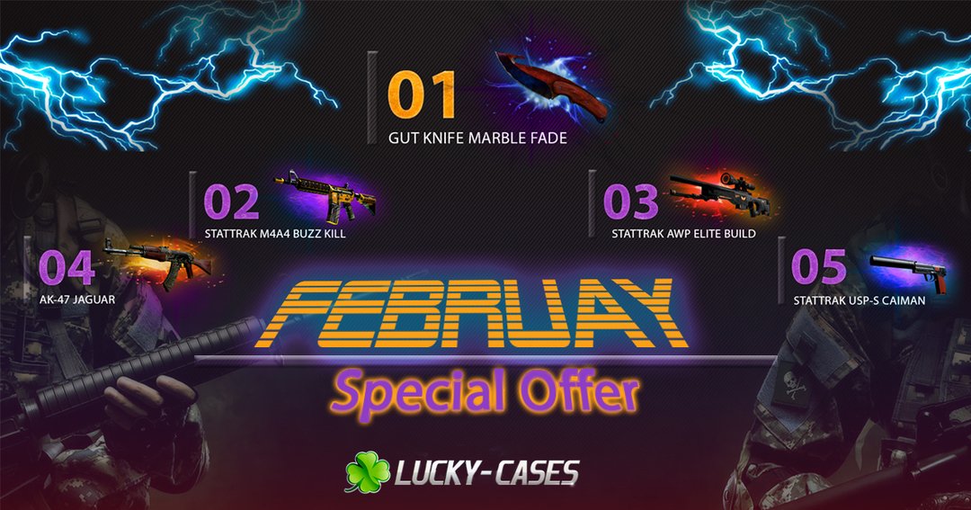 Lucky_Cases's tweet photo. 🔥Our SPECIAL OFFER 🍀https://t.co/EbgbrF9Waf🍀 will help u 2 show your strict anger 2 your opponents with #uspscaiman #awpelitebuild #gutknifemarblefade #m4a4buzzkill #ak47jaguar
Don't let them joke with you❗-do some steps &amp; u r in❗
#csgospecialoffer #luckycases #csgopresent https://t.co/HMDRsmIpcM