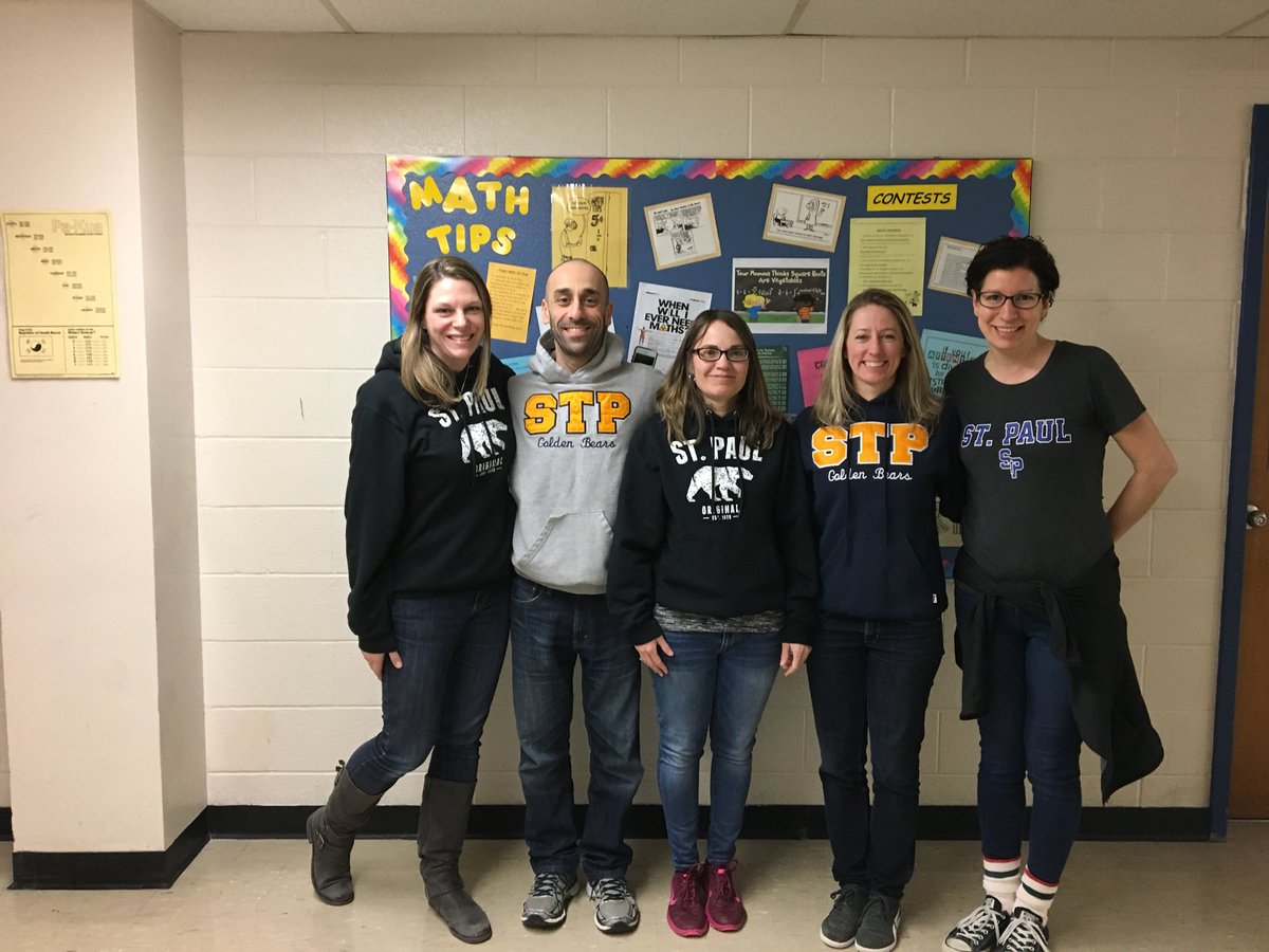 CBartlettOCSB's tweet photo. Twin day @StPaulCHS #bestmathdept #BeStPaul #spirit #bearwear https://t.co/Jw87SJOz0C