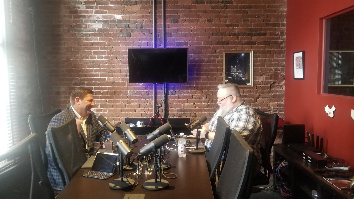 Vibenomics's tweet photo. Our CEO, Brent Oakley, is having a great time downtown with @douglaskarr on the MarTech Interview Podcast this afternoon! 🎙️😀 If you aren't already - tune in and give it a listen! #vibetribe #vibenomics #martechinterviews #podcasts https://t.co/09QY99NQZ9