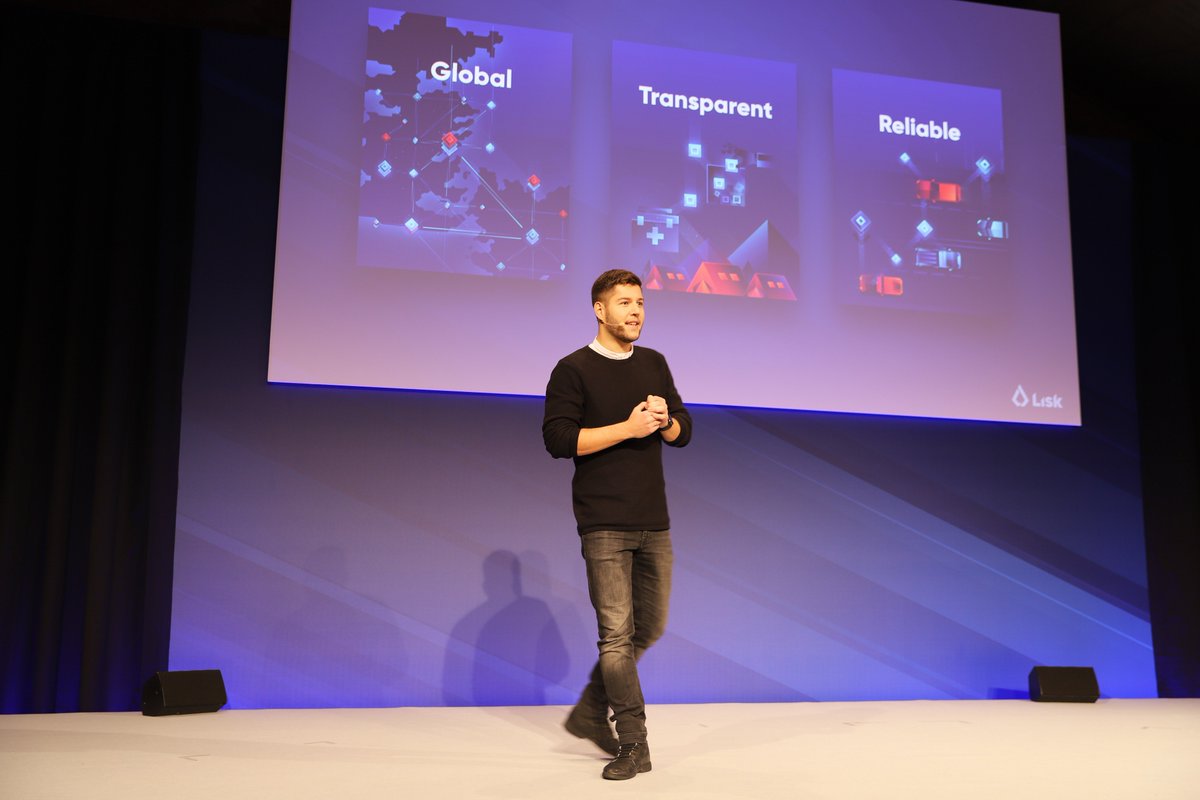 Lisk's tweet photo. Here we go! #Lisk Co-Founder and #Lightcurve Director, @MaxKordek takes to the stage to officially kickstart #LiskRelaunch presentations. 🚀 https://t.co/DWxtHpRRde