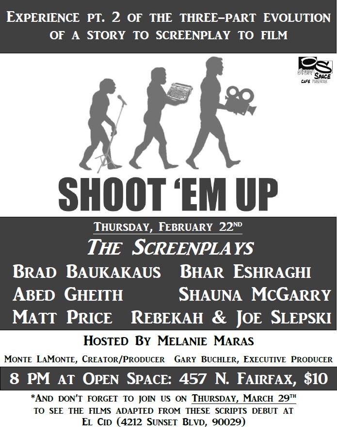 jonklein68's tweet photo. It's time for The Screenplays at Shoot 'Em Up!  w/ @DaStayAtHomeDad &amp; @monteism 
Thursday 
8pm|$10
#screenplays #directors #stories #storytelling #shootemup #threeparts #part2 #epsiode2 #LA #weho #openspace https://t.co/Ce7bQB9vUP