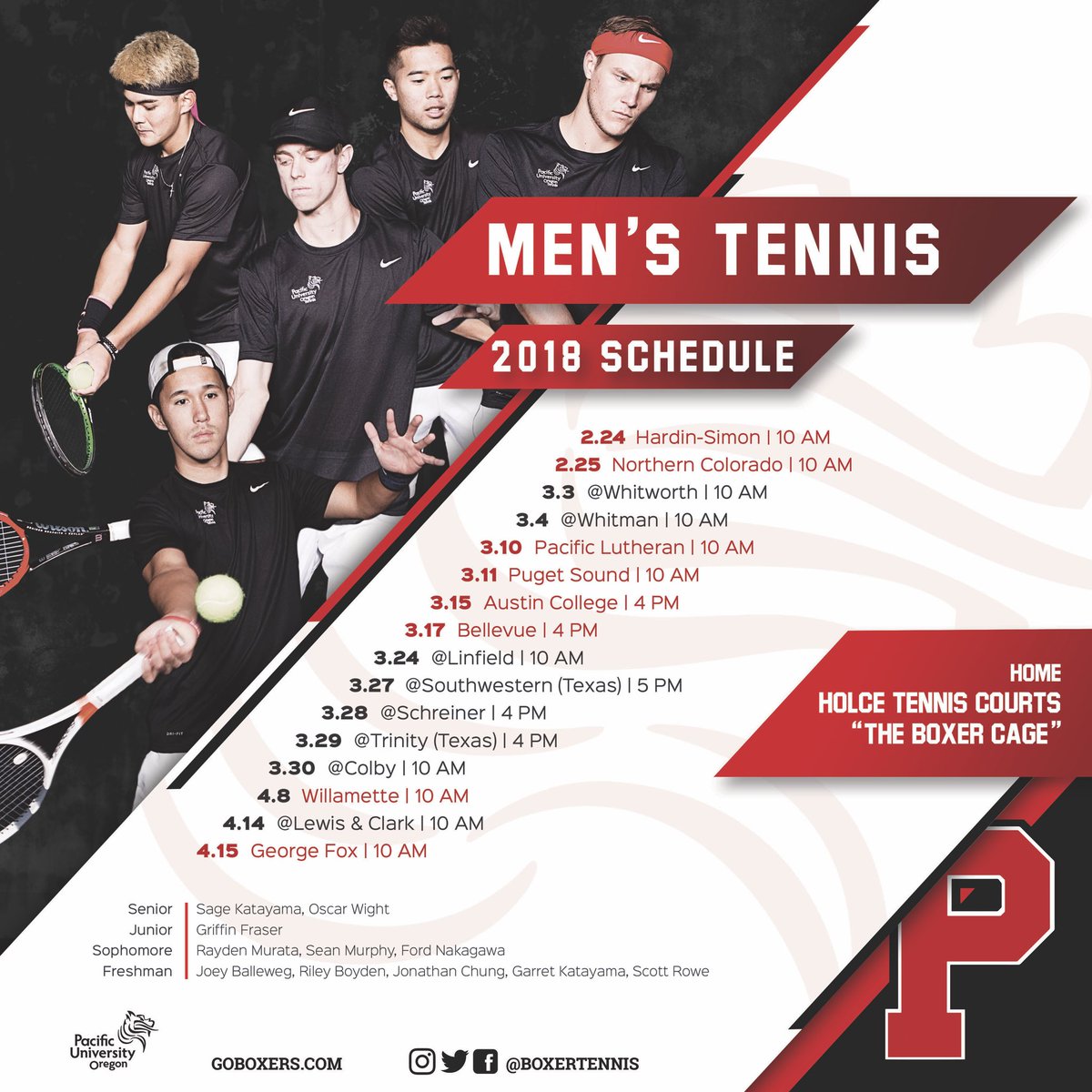 BoxerTennis's tweet photo. Huge thanks to @TylerKanoa for creating this awesome graphic of our season schedule! Only a few days until we get started at The Boxer Cage 🎾
#goboxers https://t.co/W0soBNKpF3