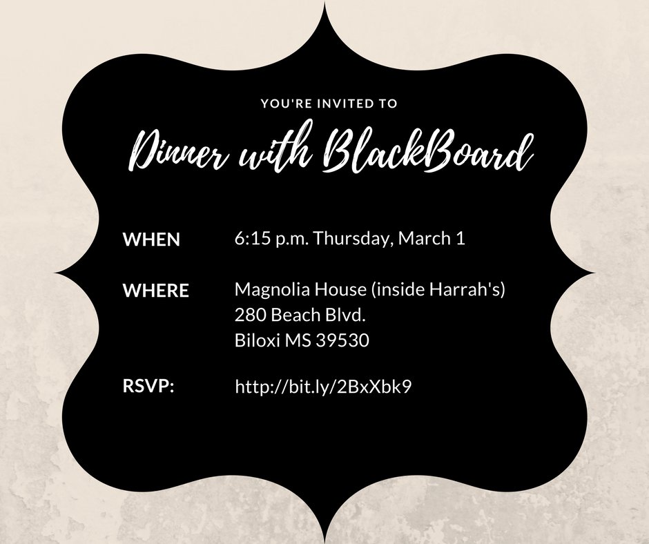MissSchoolPR's tweet photo. You are cordially invited to Dinner with @BlackboardK12 during the MSPRA/MASA conference next week: https://t.co/NV9ZXnTN0y https://t.co/txPNOBdGU3