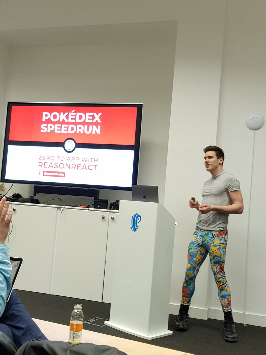 Kelset's tweet image. When I grow up, I wanna become as cool as @marcelcutts talking about #speedcoding a Pokédex in @reasonml 🔥🔥

Only @ReasonLDN can deliver this quality 👌
#pokemon #swag