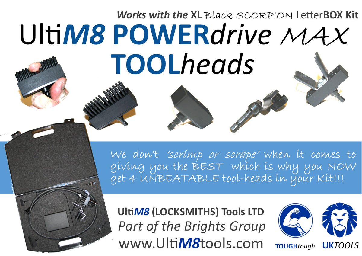 Ultim8Tools's tweet photo. So, you all know about the NEW IMPROVED Big Daddy of LetterBOX Kits &amp; you're all itching to see it @ the forthcoming #LockEXPO but what's in the kit?

Apart from a re-engineered 'MOTHER' of All POWERdrives, the POWERdrive MAX comes FULLY LOADED 

https://t.co/3irHJUzkrV https://t.co/7YS8rsO0Ng