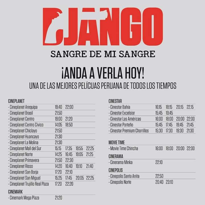 #ÚltimasFunciones #DjangoSangreDeMiSangre #NoTeLaPierdas #AndaAlCineHoy #QueNoTeLaCuenten