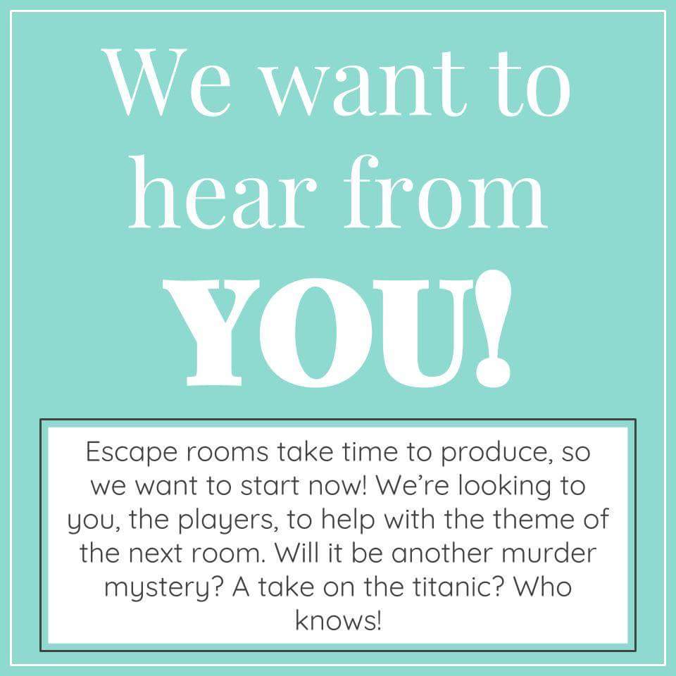 exitologyescape's tweet image. We care about your opinion! (ya&apos;ll are gonna be the ones playing, not us!) So here&apos;s your chance to help us out. After all, we&apos;re all Exitology agents right?