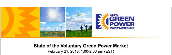 UniversitySolar's tweet image. Join @EPA #Green Power Partnership for their 2/21 #webinar: State of the Voluntary Green Power Market. Register at bit.ly/2EGLruB