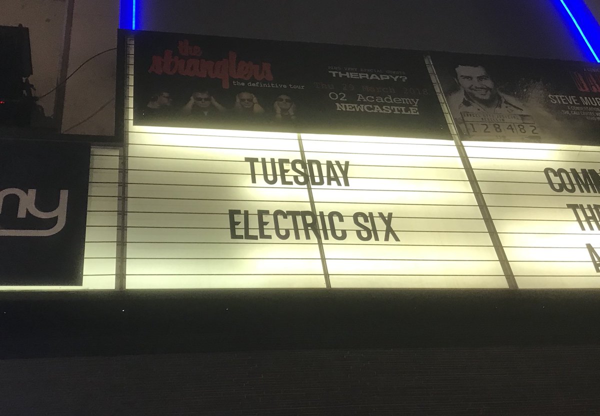 Johno_Patterson's tweet photo. An awesome show to mark my sixth year in a row seeing @electric6 with @Ruthie_1610 tonight  @o2academynewc - you can play my big room any time gents. (plus fantastic support from @MMgirls_jp) — #DickValentine is my #DanceCommander — https://t.co/C1S3vKCKPA