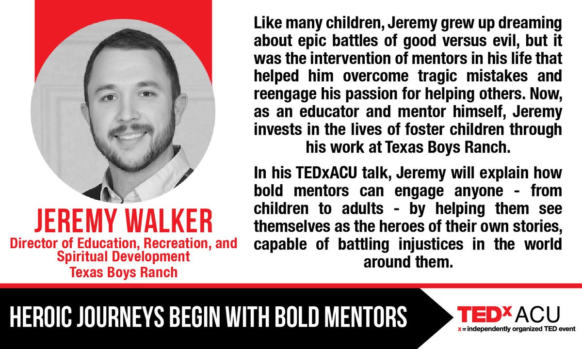TEDxACU's tweet image. Who's your Obi Wan? Save your seat for TEDxACU on March 23rd at tedxacu.org/attend to hear Jeremy Walker speak about how to give back by becoming the mentor someone else needs. #tedxacu #6words
