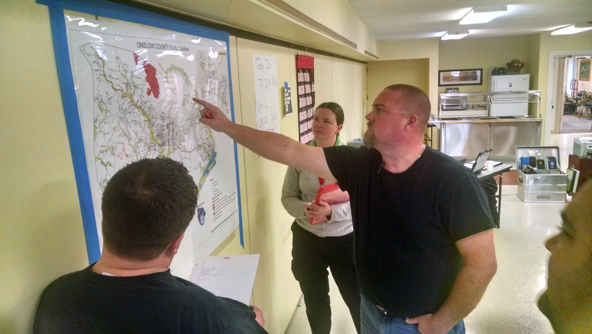 NCEmergency's tweet photo. All Hazards Incident Management Teams are training this week, responding to mock hurricane on NC coast. The annual class helps emergency managers test their skills & respond as team to disasters. NC AHIMTs were used after Matthew & sent to Puerto Rico after #HurricaneMaria https://t.co/TA9UiRYGrq