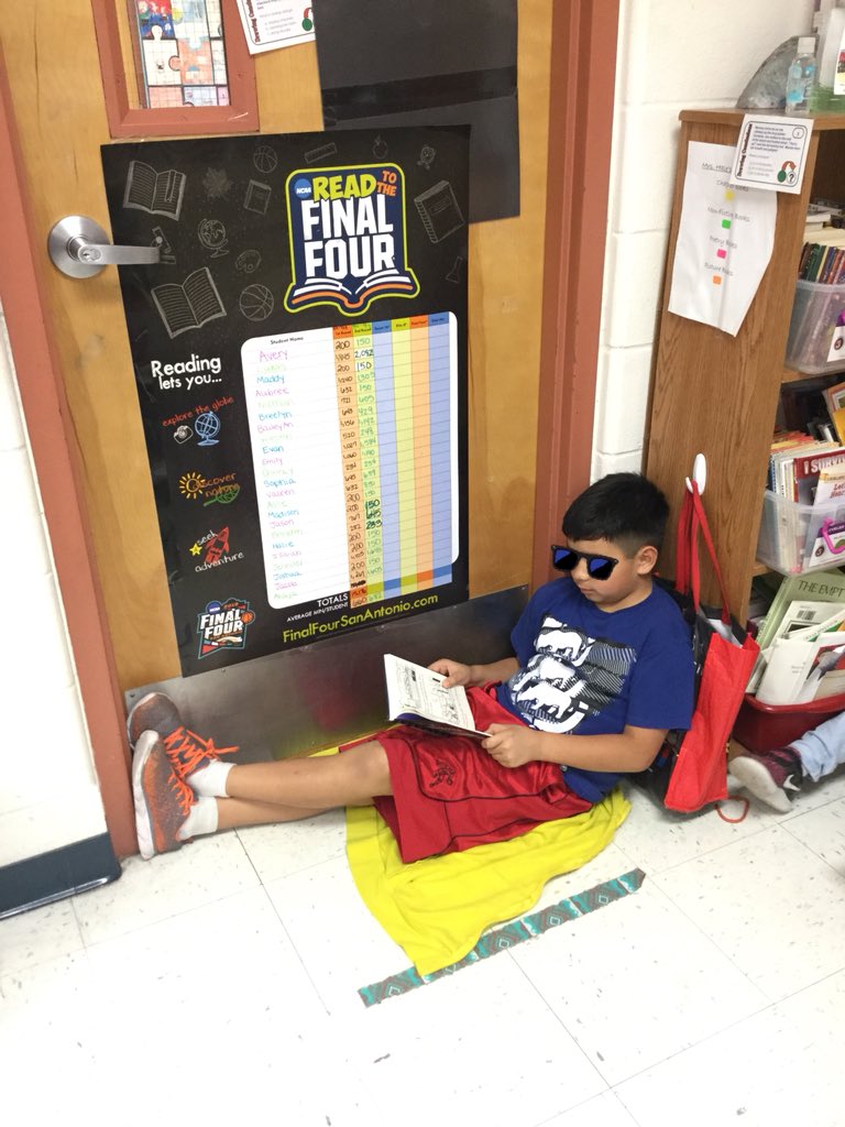 SalasRdg's tweet photo. Gray skies make us want to drop everything &amp; read! @WardWranglers 3rd graders are logging in their minutes #NCAA #ReadToTheFinalFour #NISDInspired https://t.co/MZ0CRnVKVE