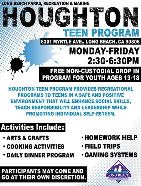 Check out Houghton Park Teen programs! They got great activities to keep your teens busy after school. Teen programs are Monday - Friday from 2:30p.m. - 6:30p.m. #LBParks  #LBHoughtonPark #TeenPrograms #Afterschoolprograms #LongBeach