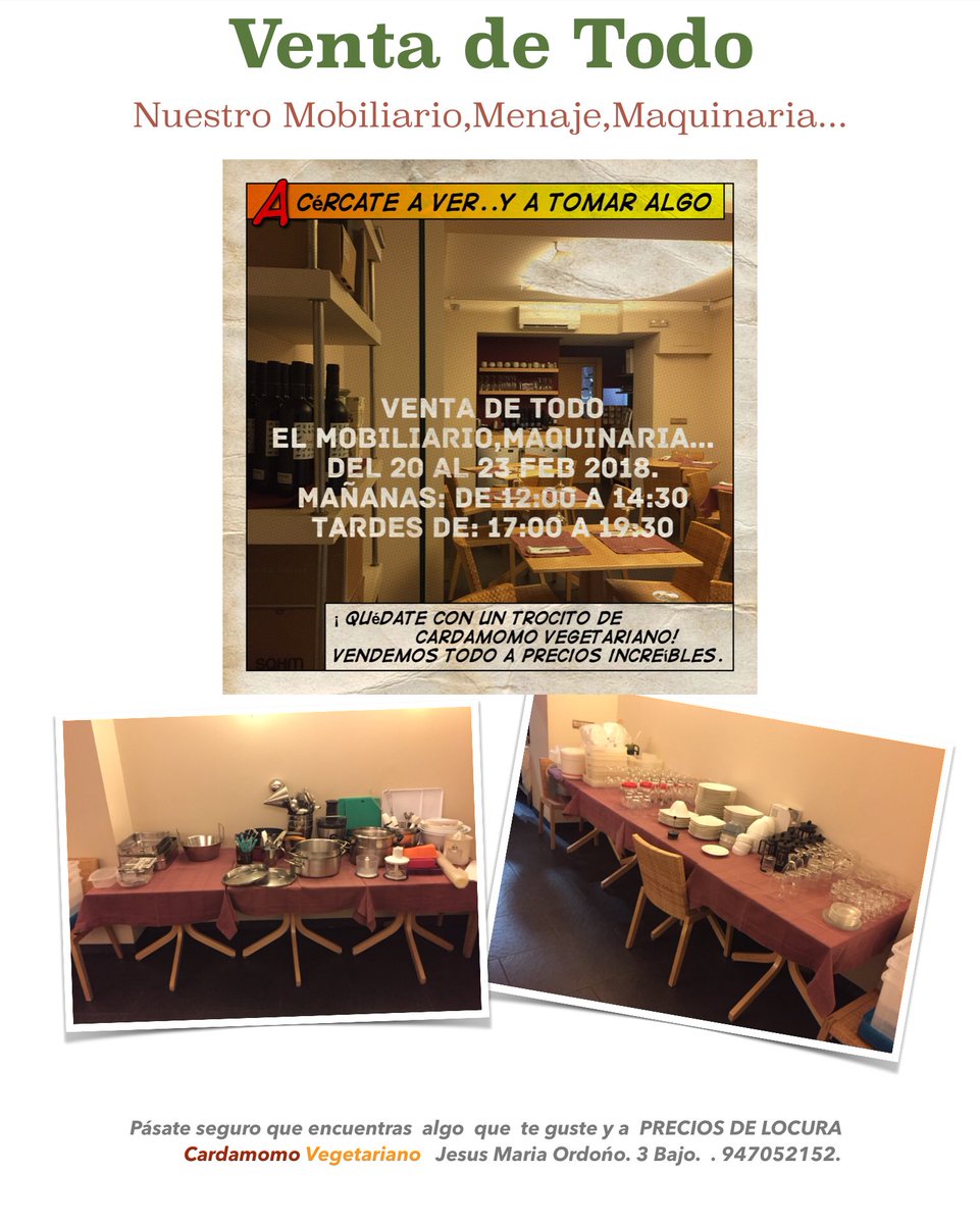 MUCHÍSIMA AFLUENCIA Y GRAN DÍA DE VENTA ENTRE AMIGOS Y CLIENTES.
LA VENTA VA A BUEN RITMO POR ESO ANOTAR EN TU AGENDA PASAR POR Cardamomo Vegetariano.
(LO ANTES POSIBLE Y ASÍ TENER MÁS DÓNDE ELEGIR)
 GRACIAS A TODOS LOS QUE OS HABÉIS INTERESADO, 
RT GRACIAS.