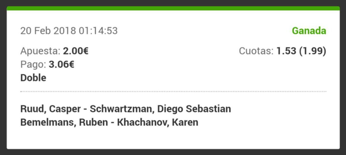3/3 ✅

😍 Día impresionante. Hoy toca conocer sólo el color verde❗️❗️❗️

📢 Mañana más en t.me/RodriTenisFREE