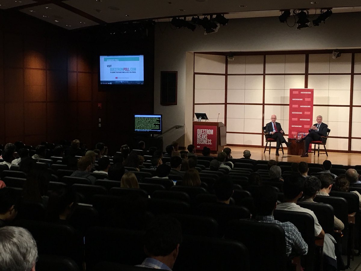 .@QuestromDean hosting Paul Ackerman of Wells Fargo to discuss lessons learned in the financial industry. #DeansSpeakerSeries #questromlife